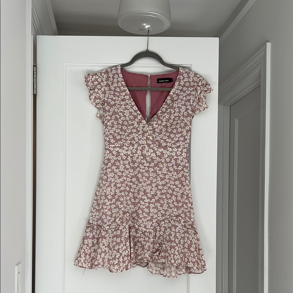 Floral Pink Ruffle Dress